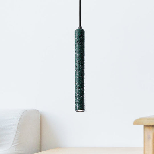 Nordic Style Concrete Pendant Light - 12"/21.5"H Tube, 1 Light, Black/White/Yellow