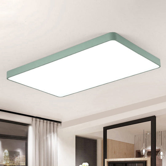 Rectangular Flush Mount LED Ceiling Light Fixture for Living Room - Macaron Acrylic Design