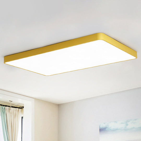 Rectangular Flush Mount LED Ceiling Light Fixture for Living Room - Macaron Acrylic Design