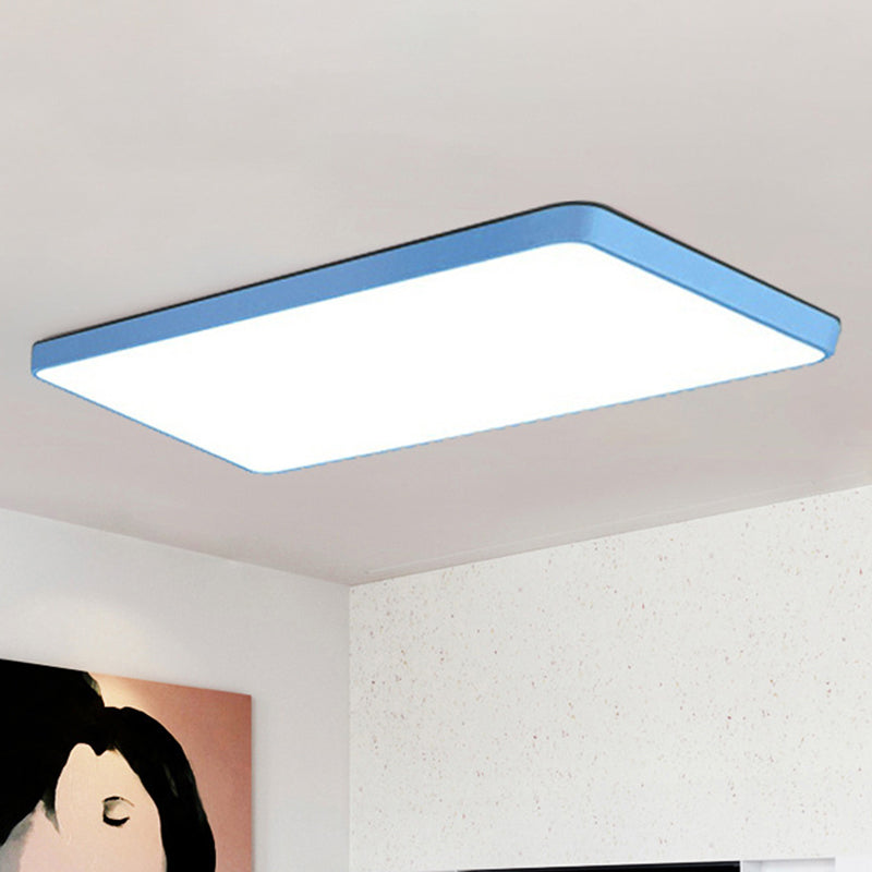 Rectangular Flush Mount LED Ceiling Light Fixture for Living Room - Macaron Acrylic Design