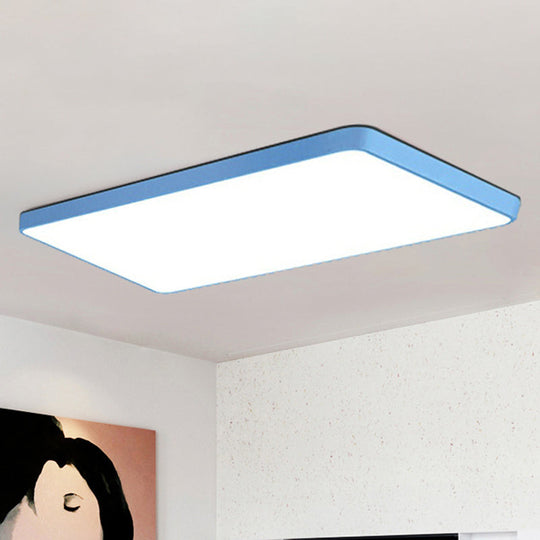 Rectangular Flush Mount LED Ceiling Light Fixture for Living Room - Macaron Acrylic Design