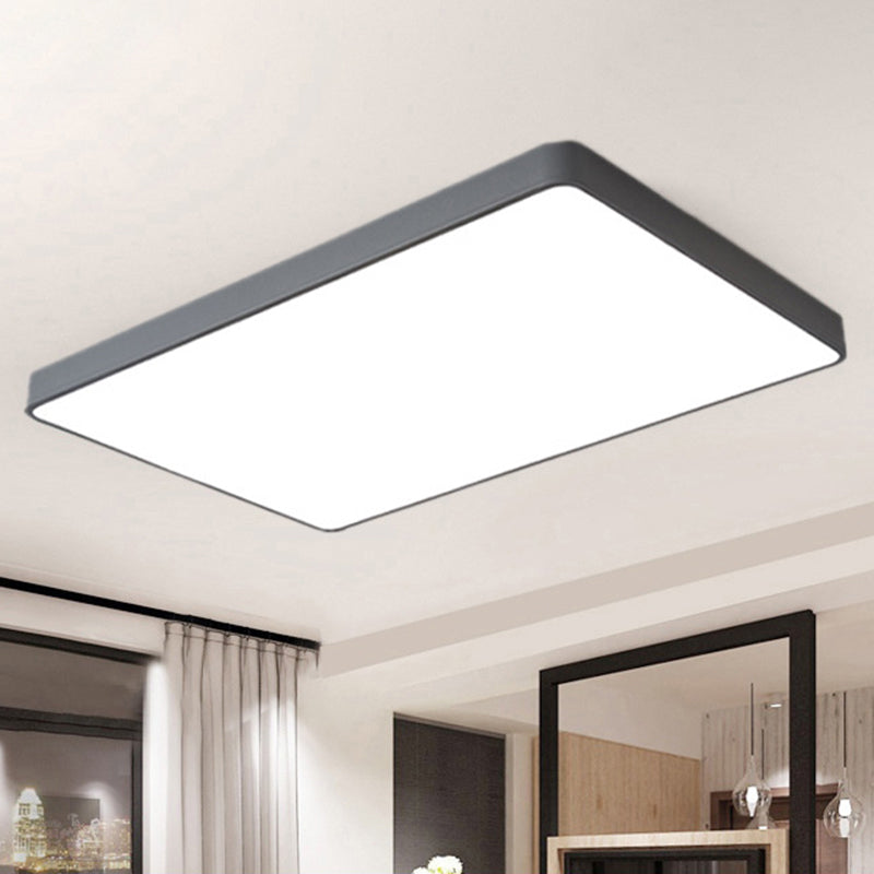 Rectangular Flush Mount LED Ceiling Light Fixture for Living Room - Macaron Acrylic Design