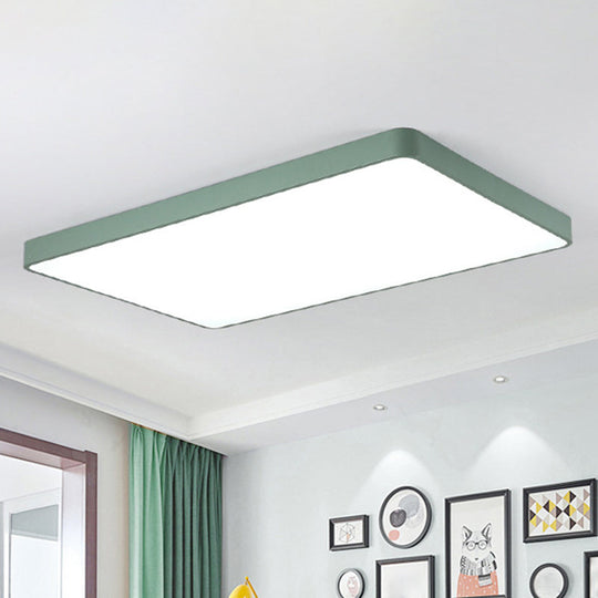 Rectangular Flush Mount LED Ceiling Light Fixture for Living Room - Macaron Acrylic Design