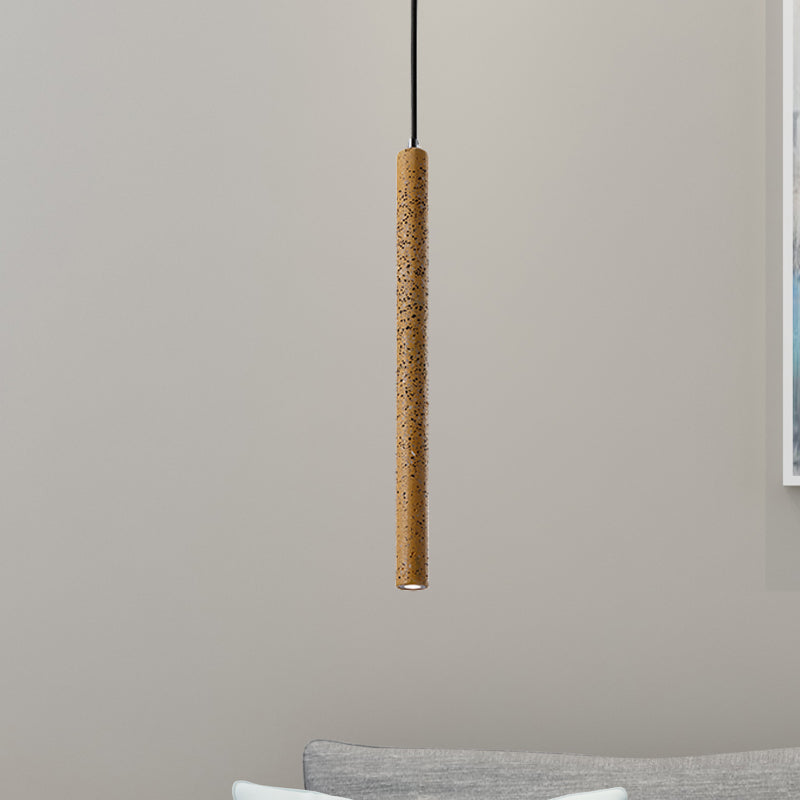 Nordic Style Concrete Pendant Light - 12"/21.5"H Tube, 1 Light, Black/White/Yellow