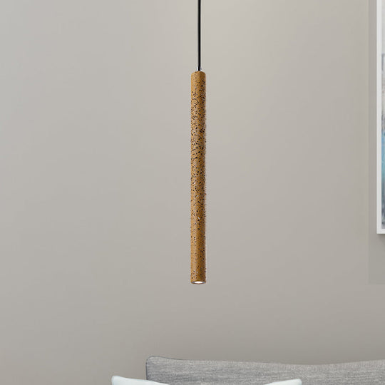 Nordic Style Concrete Pendant Light - 12"/21.5"H Tube, 1 Light, Black/White/Yellow