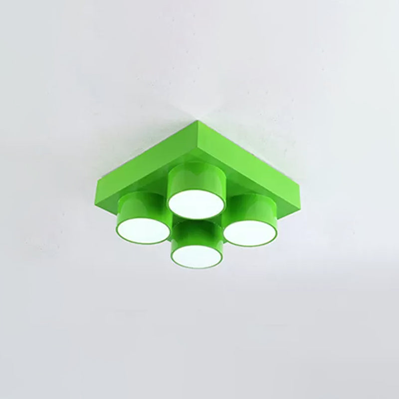 Creative LED Flush Mount Ceiling Light for Kids' Kindergarten with Toy Brick Design