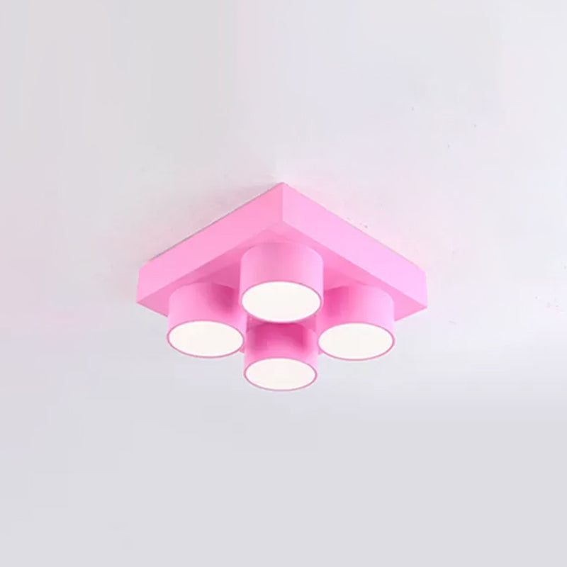 Creative LED Flush Mount Ceiling Light for Kids' Kindergarten with Toy Brick Design