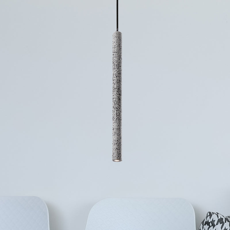 Nordic Style Concrete Tube Pendant Light - 12/21.5H Black/White/Yellow White / 21.5