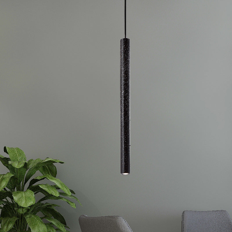 Nordic Style Concrete Pendant Light - 12"/21.5"H Tube, 1 Light, Black/White/Yellow