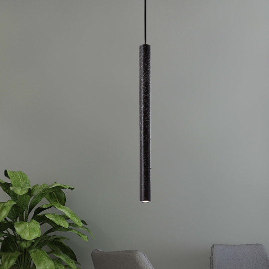 Nordic Style Concrete Pendant Light - 12"/21.5"H Tube, 1 Light, Black/White/Yellow