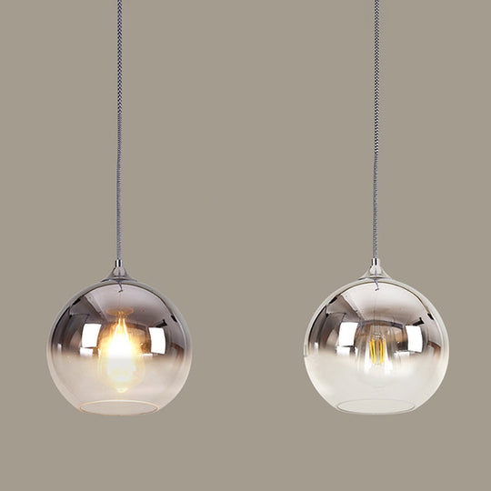 Sleek Ombre Glass Hanging Light: Stylish Nordic Pendant For Dining Room With Single Bulb Chrome / 8