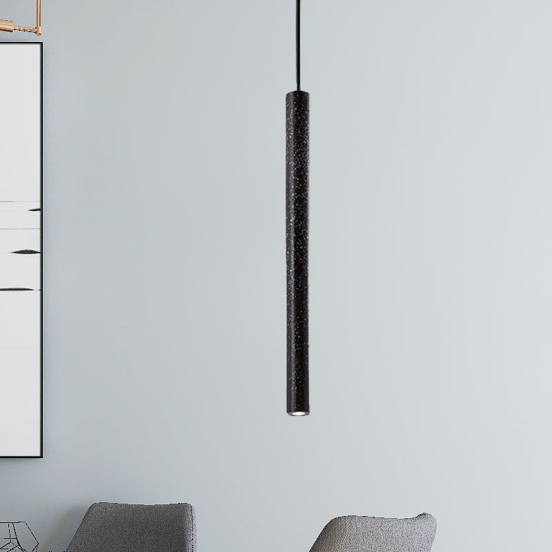 Nordic Style Concrete Tube Pendant Light - 12/21.5H Black/White/Yellow