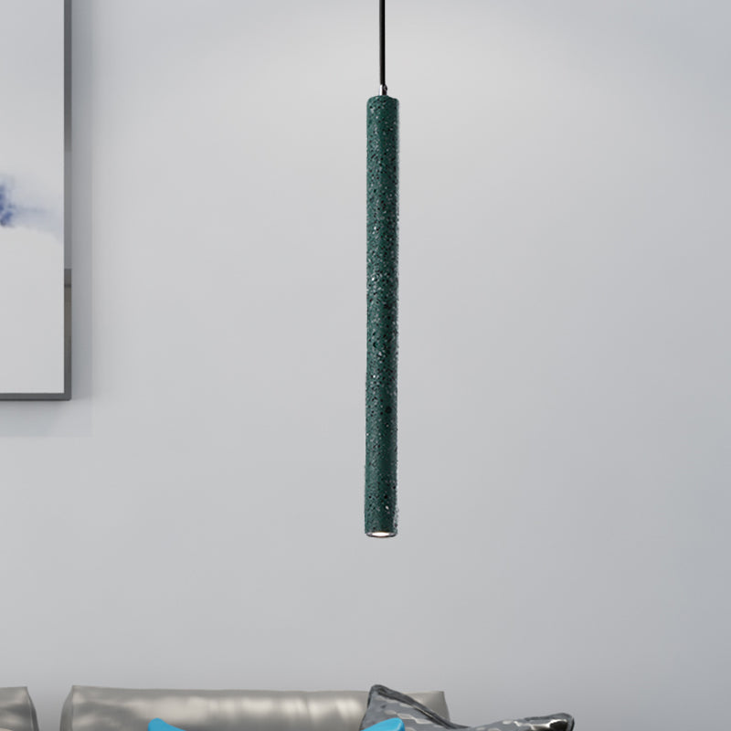 Nordic Style Concrete Tube Pendant Light - 12/21.5H Black/White/Yellow Green / 21.5