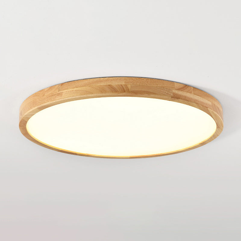 Nordic Led Wood Disc Flush Mount Light For Foyer