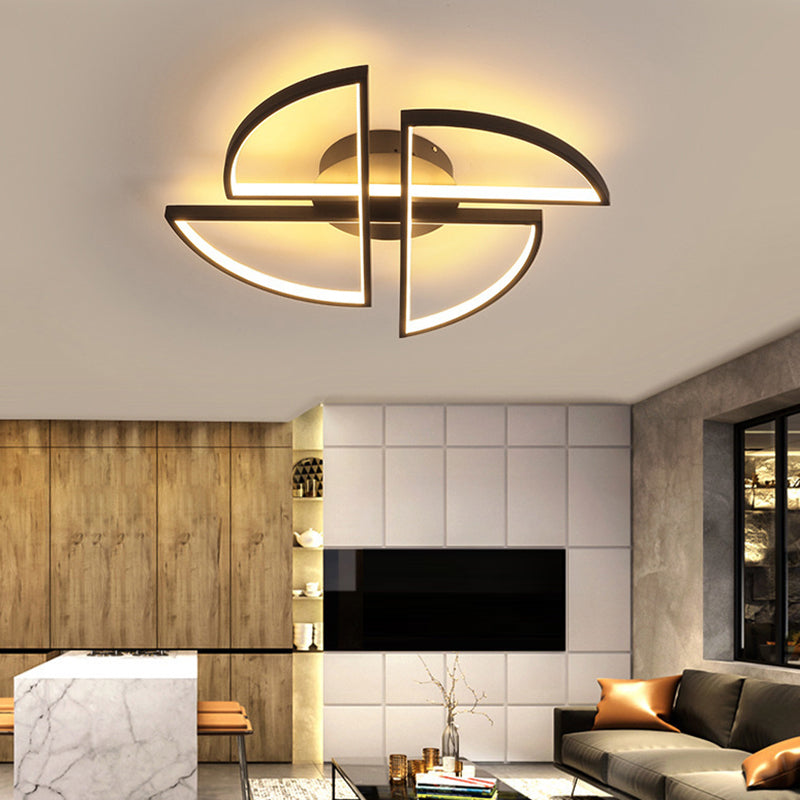 Minimalist LED Pinwheel-shaped Black Flush Mount Ceiling Light for Living Room