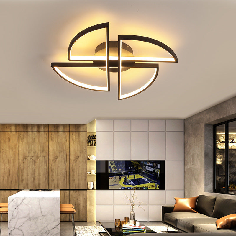 Minimalist LED Pinwheel-shaped Black Flush Mount Ceiling Light for Living Room