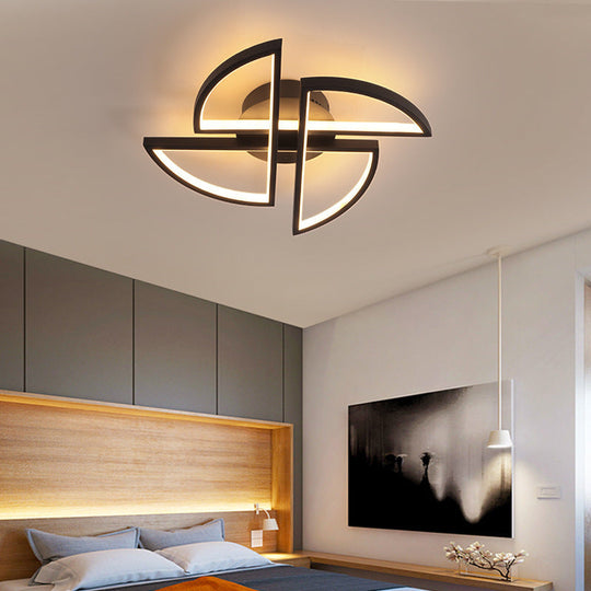 Minimalist LED Pinwheel-shaped Black Flush Mount Ceiling Light for Living Room