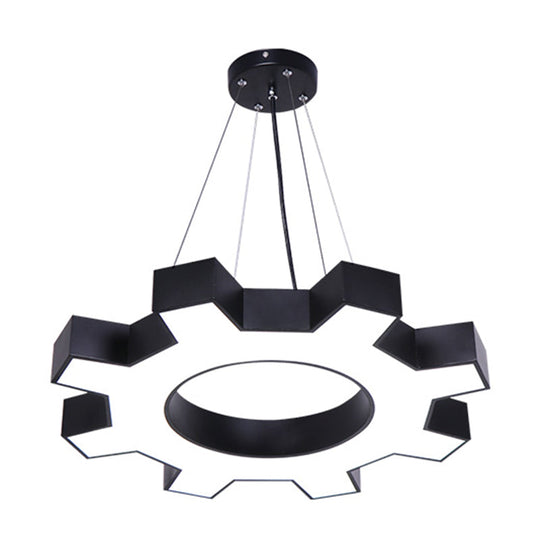 Modern LED Gear Shaped Gym Pendant Lighting: Metallic & Stylish Hanging Light Fixture