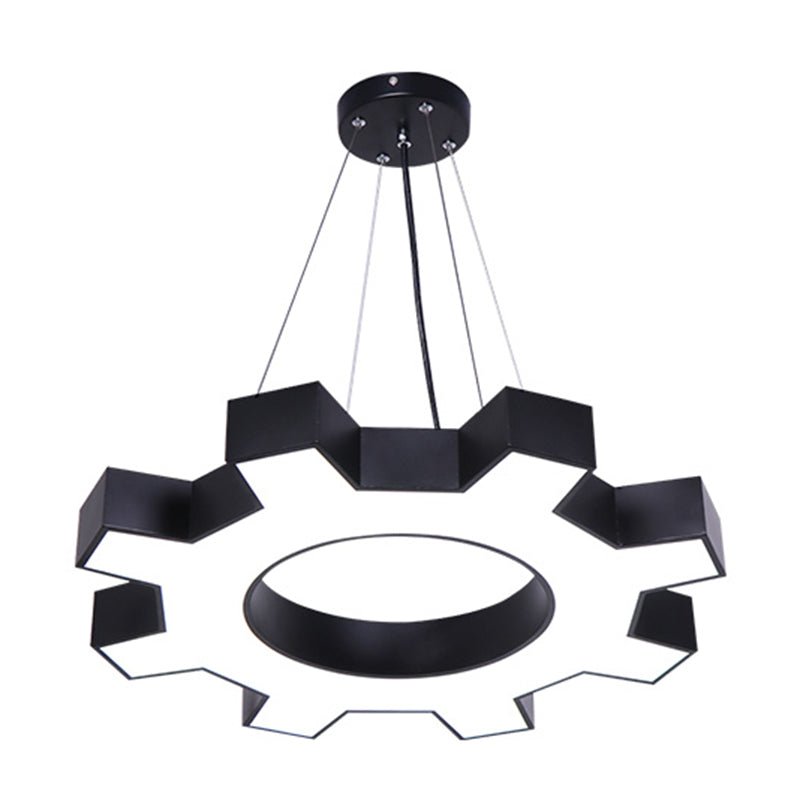 Gear Shaped Gym Pendant Lighting Metallic Modern Style LED Hanging Light Fixture