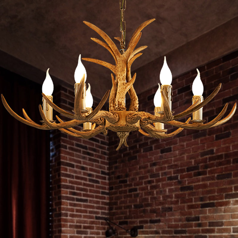 Farmhouse Resin Chandelier Pendant Light With Bare Tree Branch Design Perfect For Restaurants