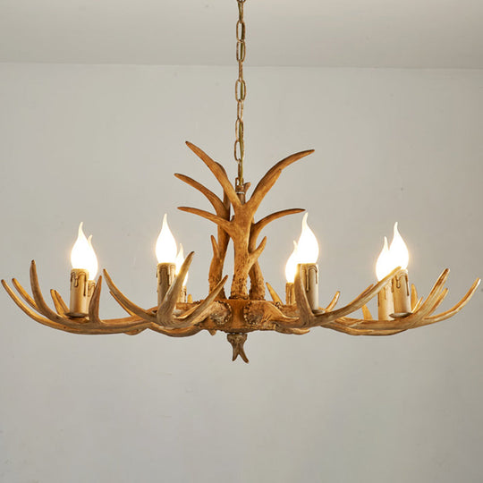 Farmhouse Resin Chandelier Pendant Light With Bare Tree Branch Design Perfect For Restaurants 8 /