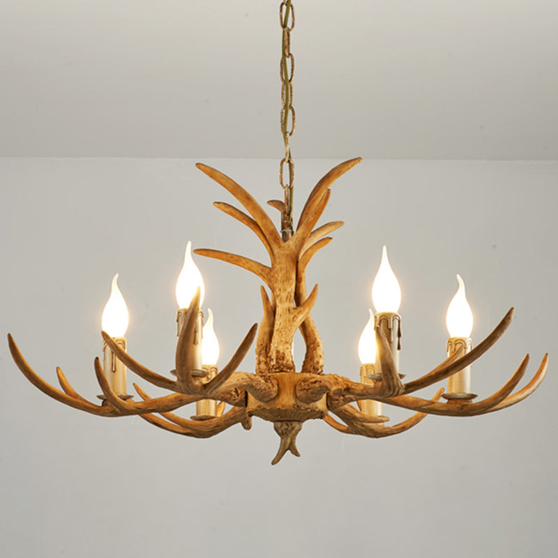 Farmhouse Resin Chandelier Pendant Light With Bare Tree Branch Design Perfect For Restaurants 6 /