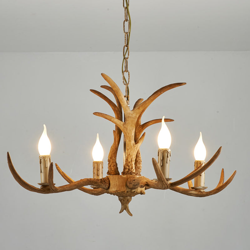 Farmhouse Resin Chandelier Pendant Light With Bare Tree Branch Design Perfect For Restaurants 4 /