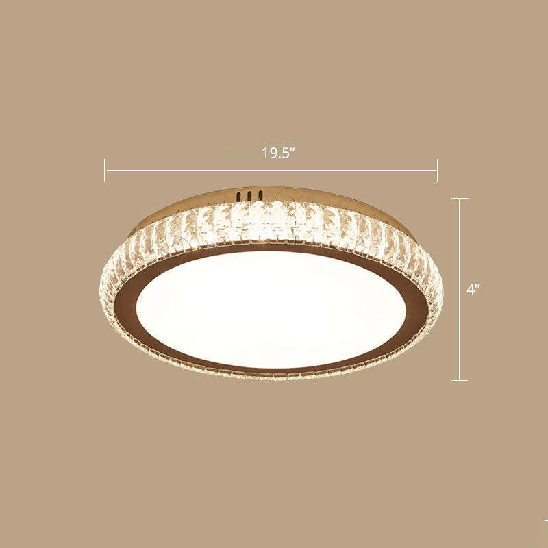 Prismatic K9 Crystal Ceiling Light: Elegant White Flush Mount Led For Bedroom