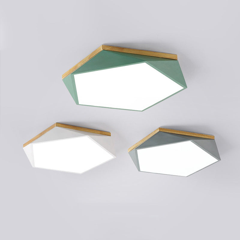 Minimalist Metal Pentagon Flush Mount Led Ceiling Light