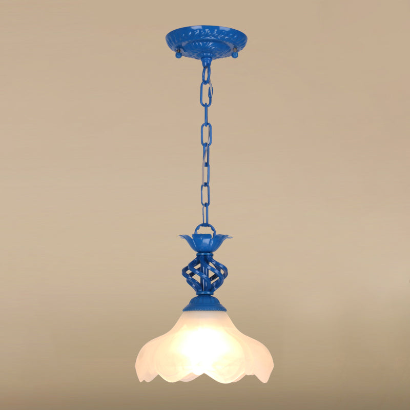 Mediterranean Dome Pendant Light - Hand-Crafted Glass Fixture for Restaurants