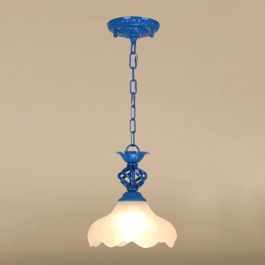 Mediterranean Dome Pendant Light - Hand-Crafted Glass Fixture for Restaurants