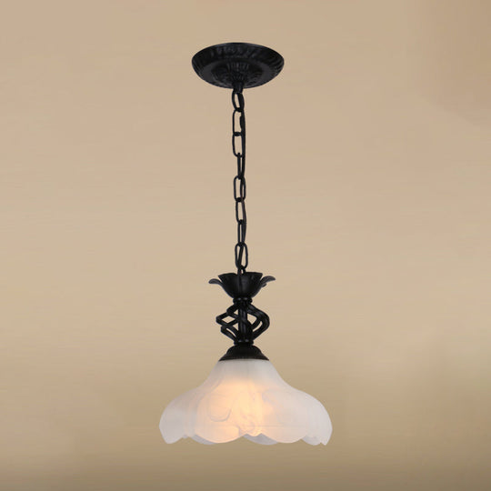 Mediterranean Dome Pendant Light - Hand-Crafted Glass Fixture for Restaurants