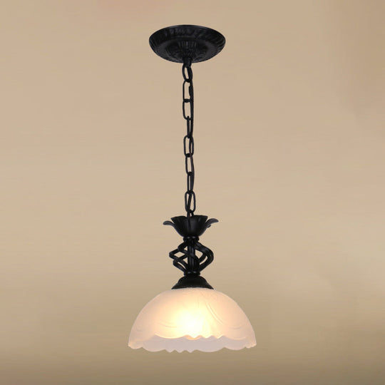 Mediterranean Dome Pendant Light - Hand-Crafted Glass Fixture for Restaurants