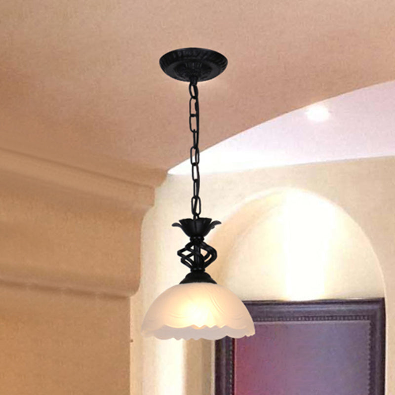 Mediterranean Dome Pendant Light - Hand-Crafted Glass Fixture for Restaurants