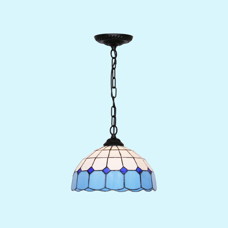 Mediterranean Dome Pendant Light - Hand-Crafted Glass Fixture for Restaurants