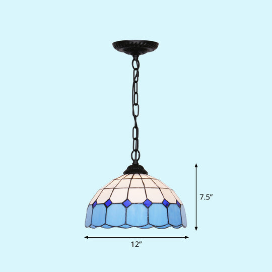 Mediterranean Dome Pendant Light - Hand-Crafted Glass Fixture for Restaurants