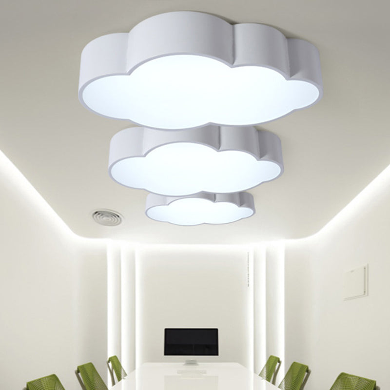 Cartoon Cloud Led Ceiling Mount Lamp For Bedroom - Acrylic Flush Lighting Fixture White / 20.5