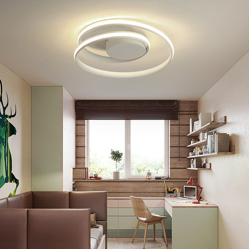 Simple Led Ceiling Light: Aluminum Seamless Curve Flushmount For Bedroom