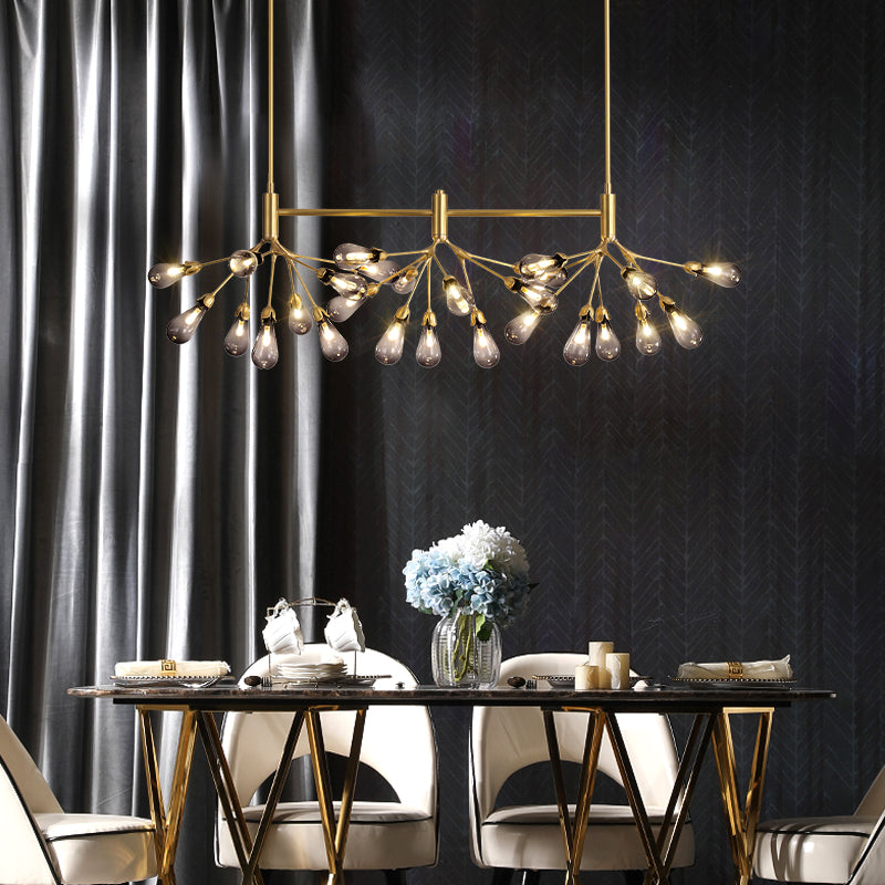 Firefly Suspension Light - Brass Finish Postmodern Island Fixture With 27 Glass Lights