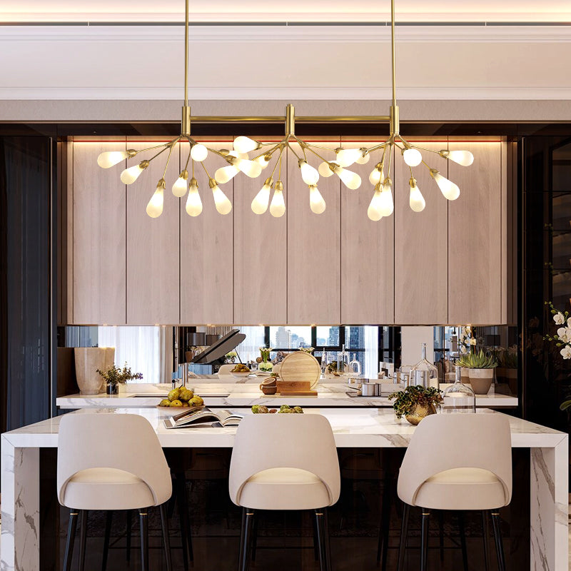 Firefly Suspension Light - Brass Finish Postmodern Island Fixture With 27 Glass Lights