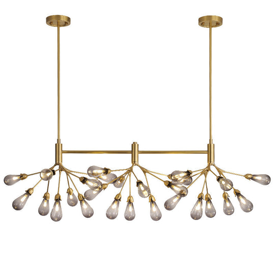 Firefly Suspension Light - Brass Finish Postmodern Island Fixture With 27 Glass Lights