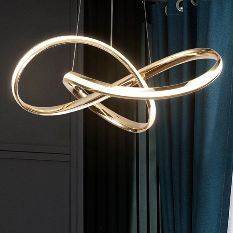 Artistic Gold Twist Aluminum Led Chandelier For Dining Room Ceiling