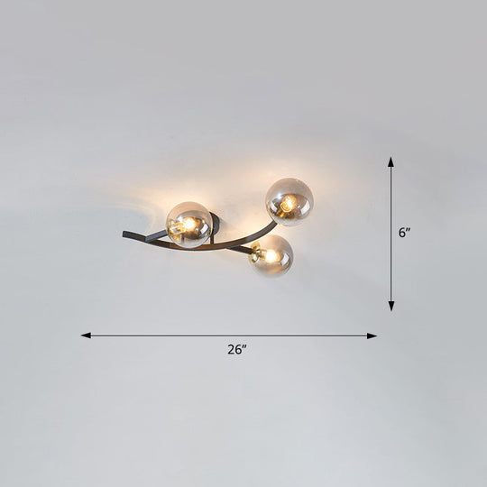 Postmodern Glass Ball Ceiling Light For Living Room - Branch Semi Flush Mount