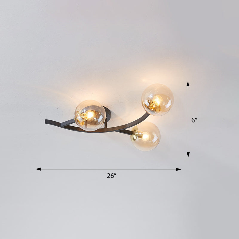 Postmodern Glass Ball Ceiling Light For Living Room - Branch Semi Flush Mount