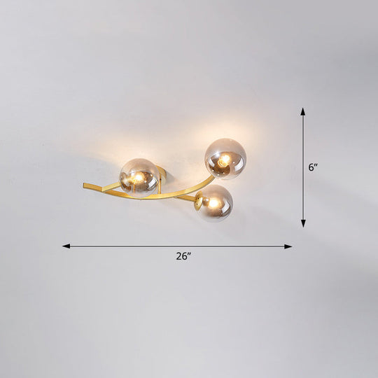 Postmodern Glass Ball Ceiling Light For Living Room - Branch Semi Flush Mount