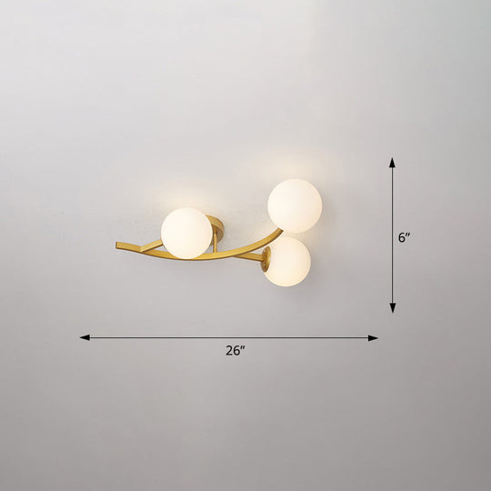 Postmodern Glass Ball Ceiling Light For Living Room - Branch Semi Flush Mount