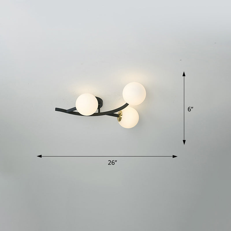 Postmodern Glass Ball Ceiling Light For Living Room - Branch Semi Flush Mount