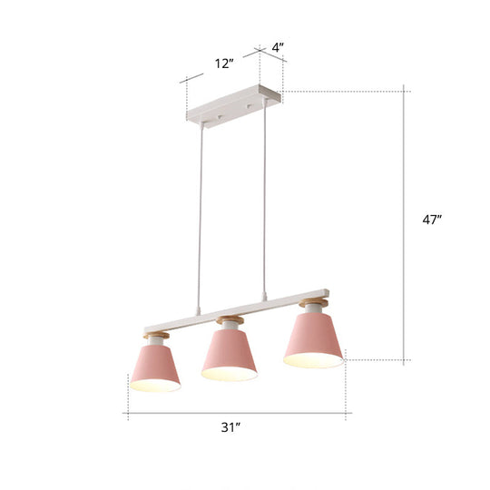 Metal 3-Light Island Pendant For Dining Room: Trifle Cup Design With Macaron Colors