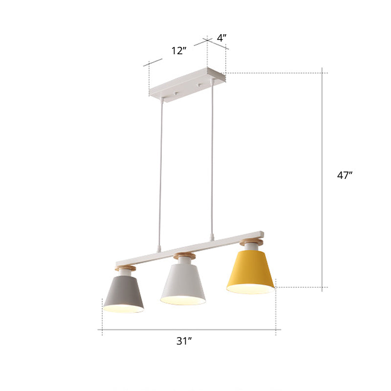 Metal 3-Light Island Pendant For Dining Room: Trifle Cup Design With Macaron Colors