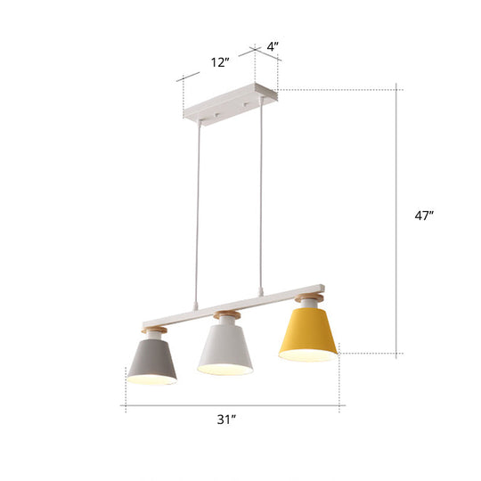 Metal 3-Light Island Pendant For Dining Room: Trifle Cup Design With Macaron Colors